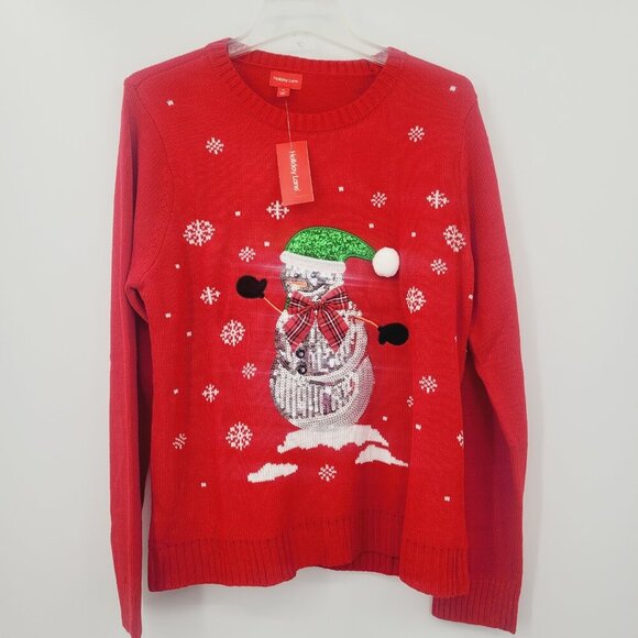 NWT Holiday Lane Women's Sequined Snowman Crewneck Sweater - Picture 3 of 8